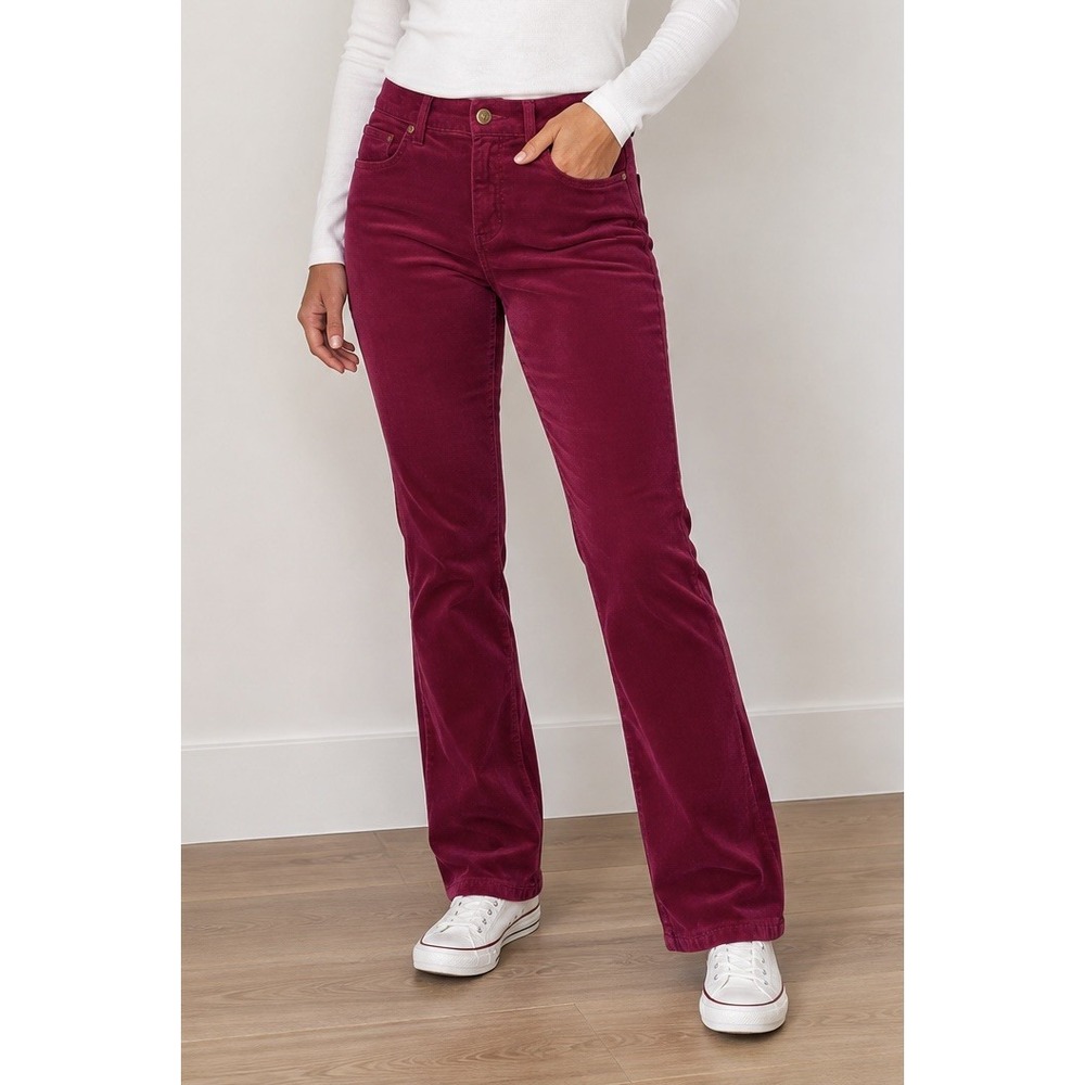 Lilly Pulitzer Size 6 South Ocean High Rise Plush Velvet Pink Berry Pants